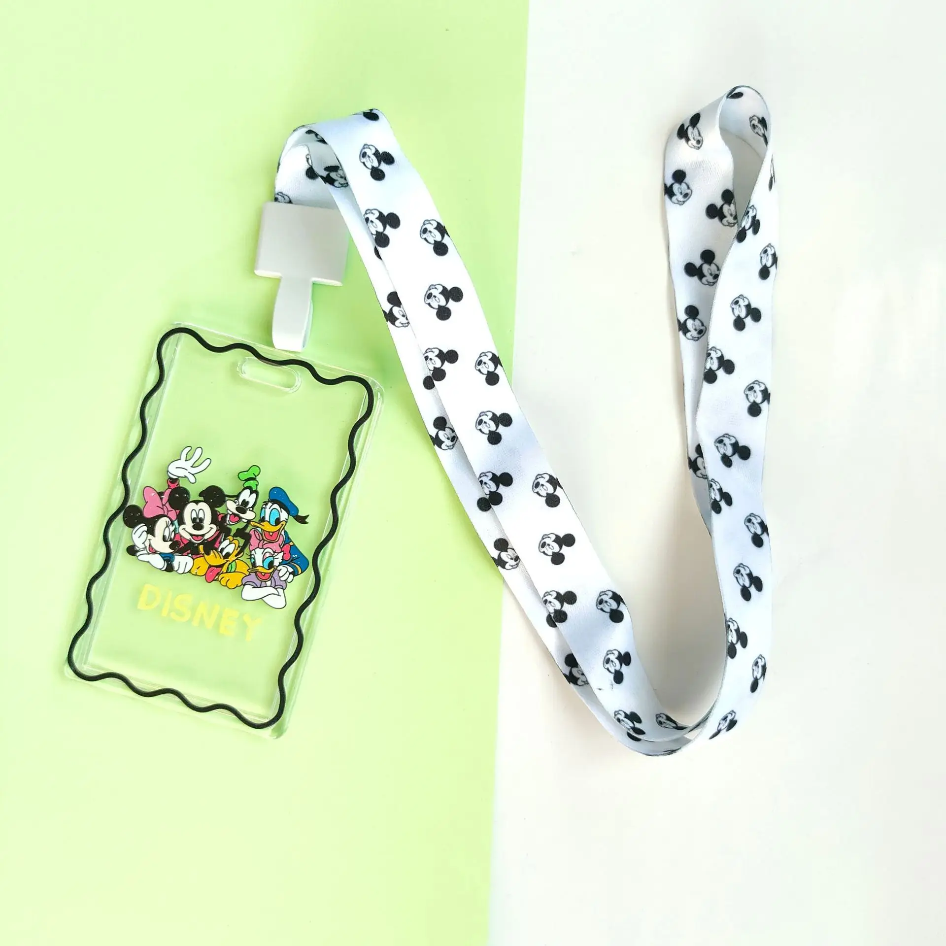 Disney Mickey Mouse Card Holders Cartoon Anime Card Case Bus Card Cover Card Holders ID Card Long Cord Transparent Card Holder