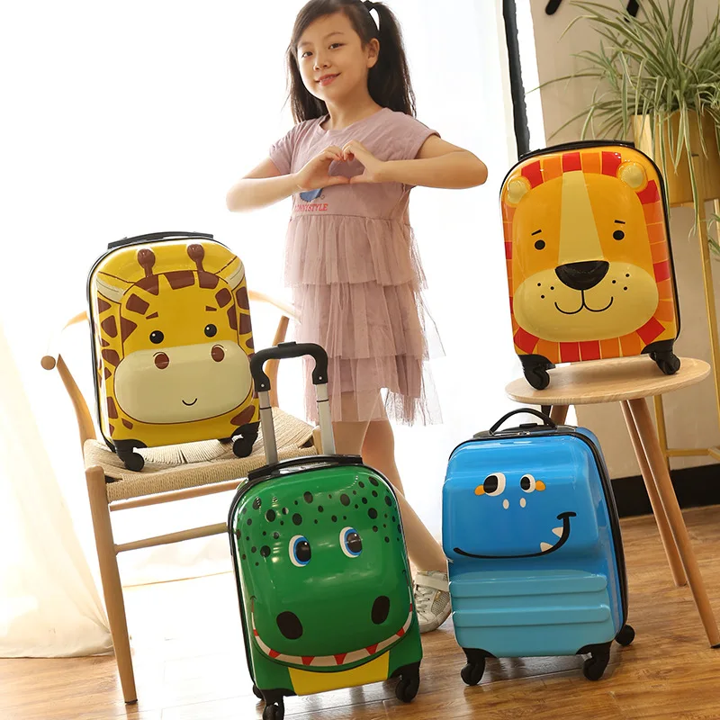 Cartoon Kids Trolley Case Spinner Wheel Suitcase Cute Animal 3D Stereoscopic Student Suitcase