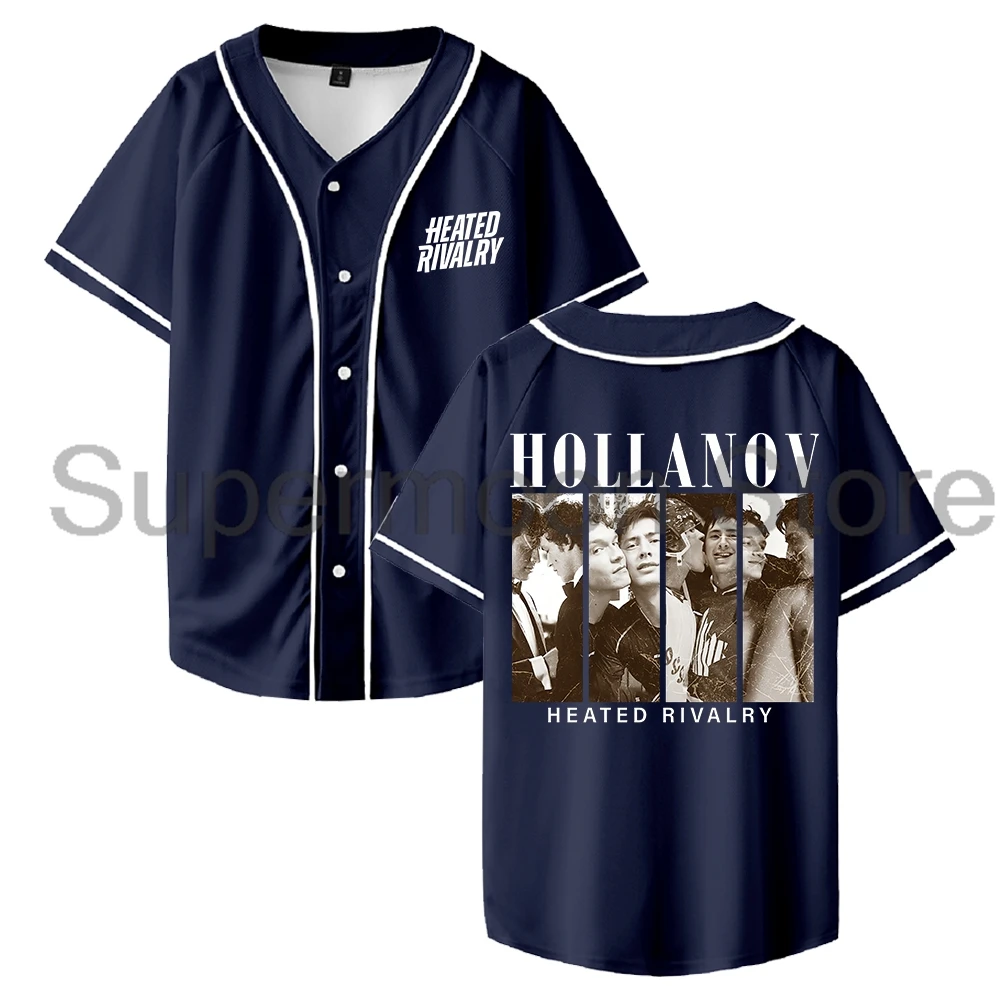 

Heated Rivalry Hollanov Vintage Print Baseball Jersey V-Neck Short Sleeve Button-Down Shirts Women Men Streetwear Tops