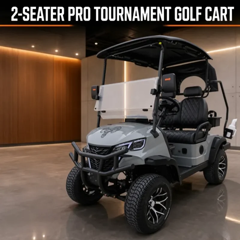 Golf Cart Aluminum Frame 4 Wheel Electric Vehicle 2 Seater Windshield For Camp Park Residential Utility Buggy