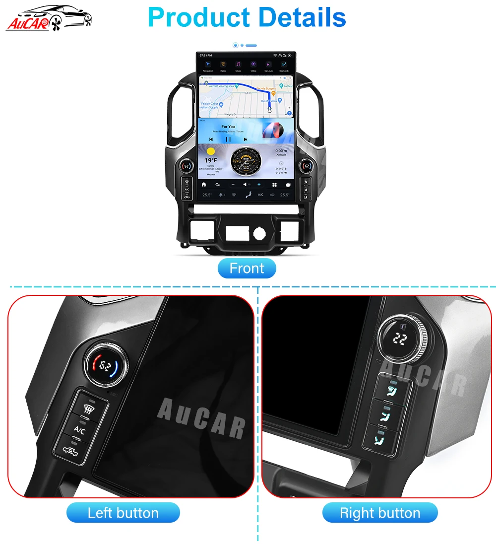 AuCar 17.2 Inch GPS Navigation Android 14.0 Car DVD Player With LED Knobs Car Radio For Chevrolet Silverado GMC Sierra 2019-2025