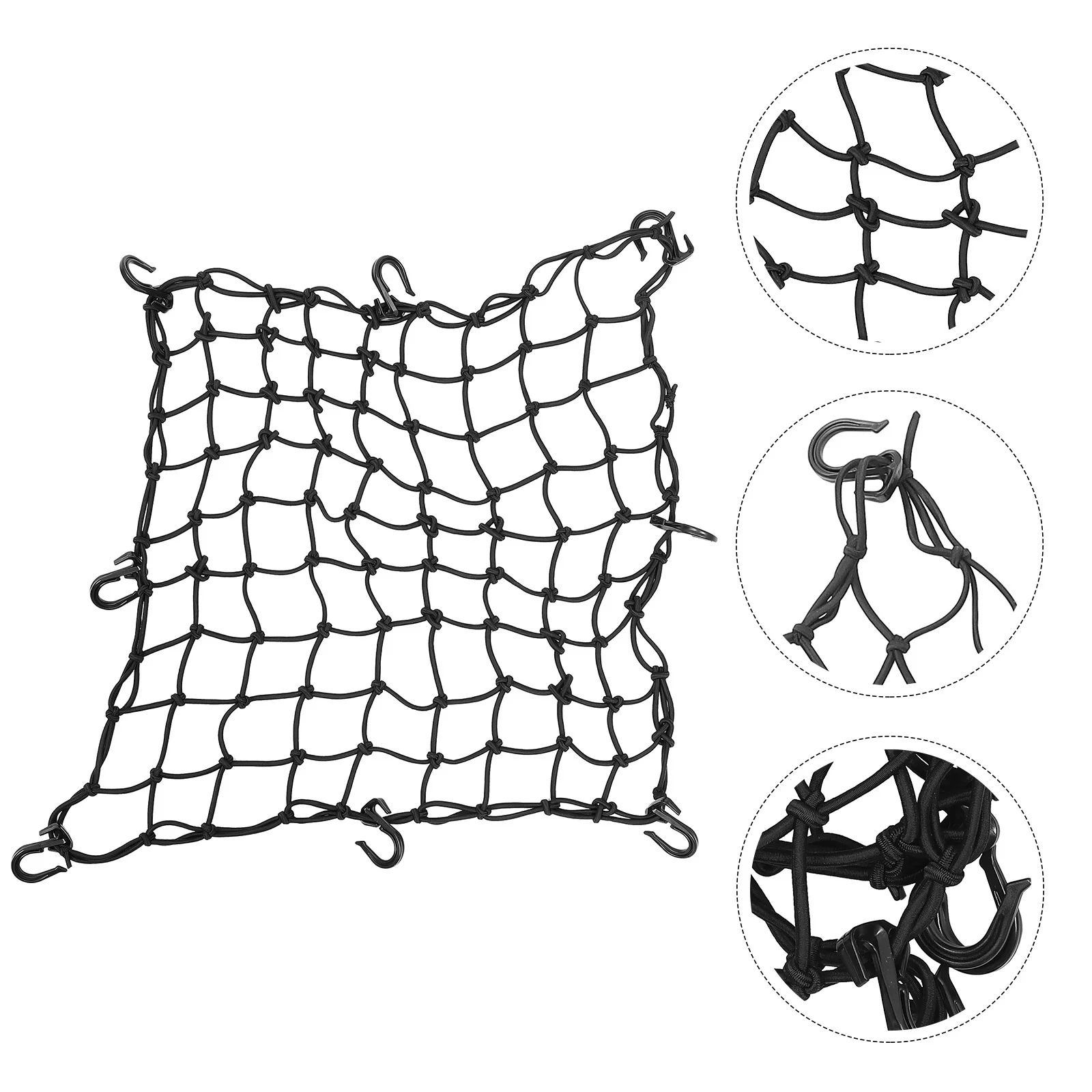 

1Set Black Latex Thread Elastic Mesh Net with 6 Hooks Heavy Duty Car Cargo Luggage Storage Net for Motorcycle Plant