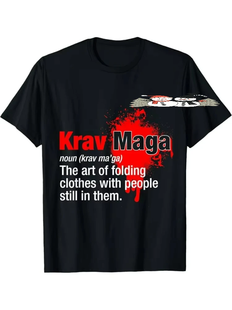 Krav Maga with Hebrew&English Martial Arts Definition-Israeli Self-Defense Training-100% cotton O-neck printed men's T-shirt.