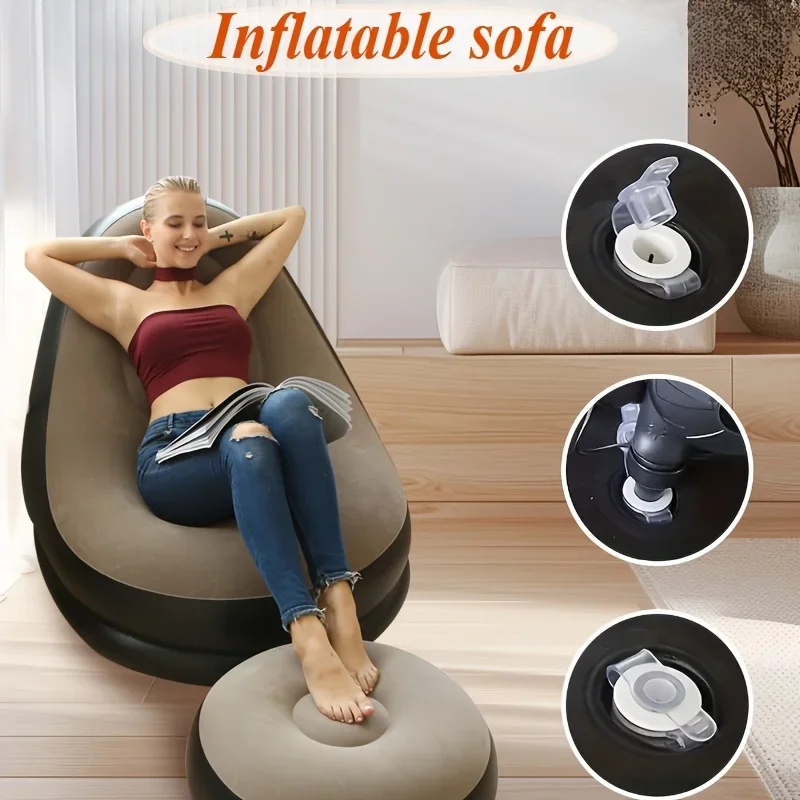 Fashion Inflatable Leisure Bean Bag Sofa Lazy Sofa Set Outdoor Foldable Recliner Bed Fluffy Seat Tatami Footstool Bedroom Chair