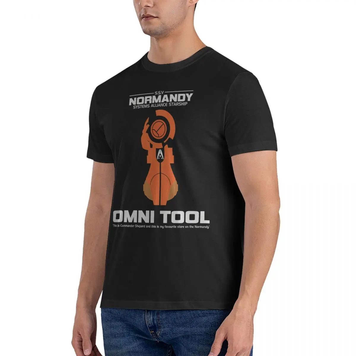 Men's Mass Effect Omni Tool T Shirt Mass Effect 100% Cotton Clothing Novelty Short Sleeve Crewneck Tee Shirt Summer T-Shirts