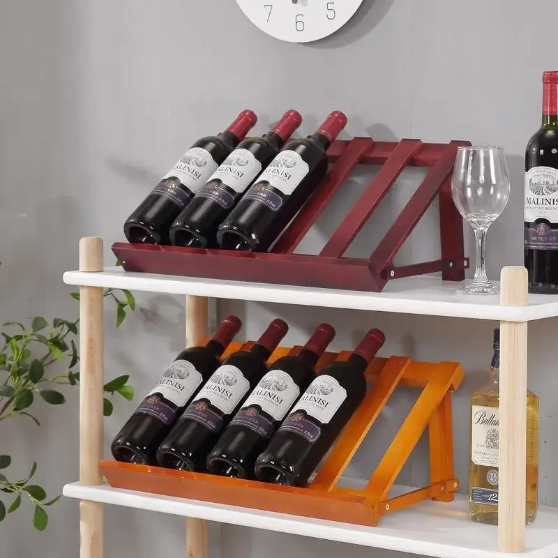 Wooden Red Wine Rack, Oblique Wine Bottle Bracket, Household Wine Cabinet Display Rack