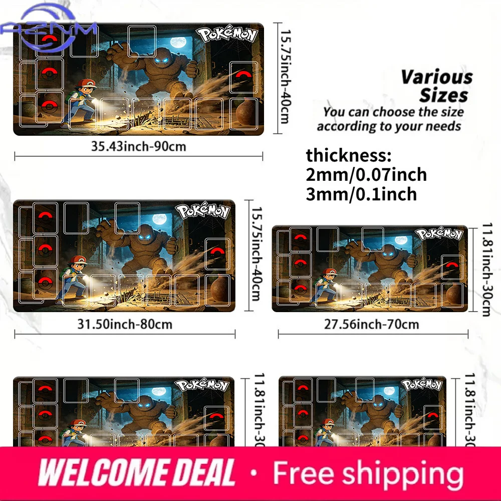 Ancient Ruins Giant Golem Ash Pokemon TCG Playmat Large Non-Slip Extended Gaming Mouse Pad Desk Mat