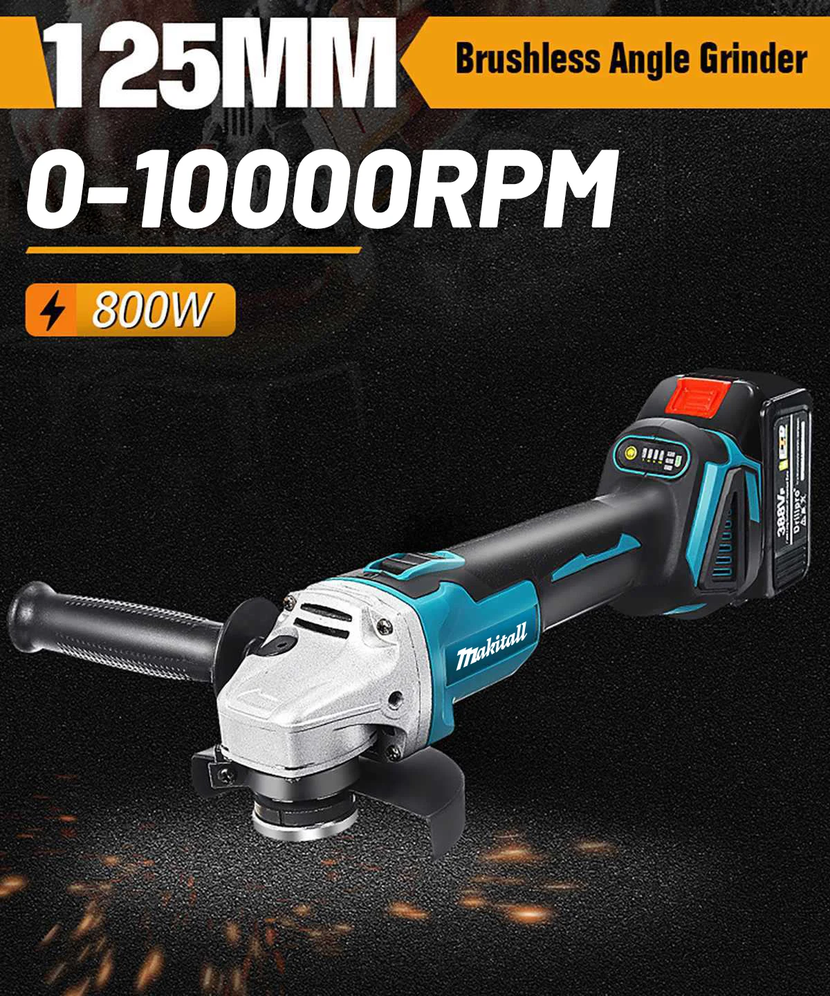 21V Brushless Angle Grinder Brushless Polishing Machine Handheld Rechargeable Electric Power Tools for Makita Battery pin