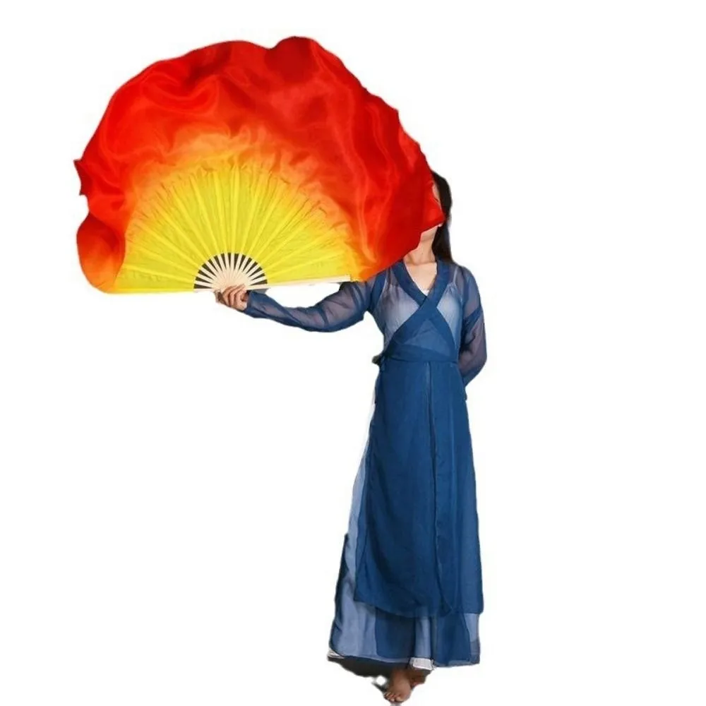 

31/36 см бамбуковый китайский короткий веер для танца живота, длинная имитация 10/20/30/40 см, полукруглая шелковая вуаль, пары бамбуковых вееров Yangko Dance