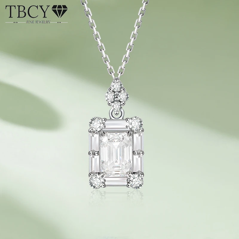 

TBCYD 5*7MM 1CT D Color Emeralds Radiant Cut Moissanite Necklace Pendant For Women S925 Silver Diamond Neck Chain Fine Jewelry