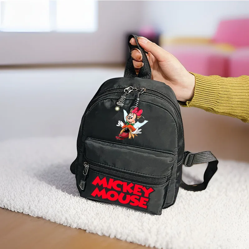 Mochila Disney Mickey Minnie Mouse para mulheres, convenientes mochilas simples kawaii casuais, nova moda, popular, fofa, 2024