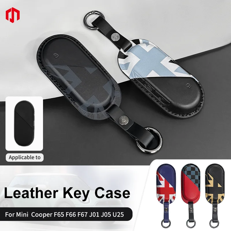 

For Mini Cooper J01 J05 U25 F65 F66 PU Leather Car Key Case Cover Protector Remote Holder Shell Keychain Car Accessories