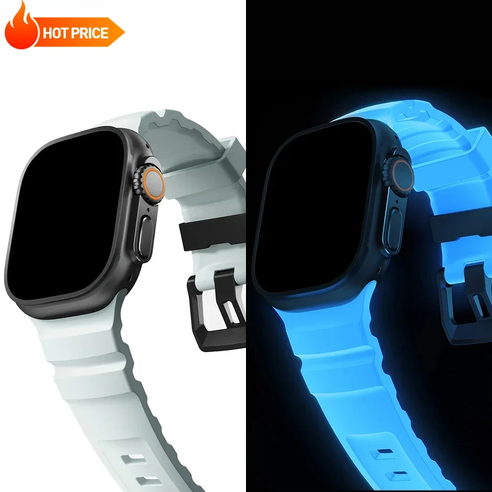 Trail Silicone Band for Apple Watch Ultra 2 49mm Strap 46mm 45mm 44mm 42mm Sport Bracelet for iWatch Series 10 Ultra 9 8 7 6 SE