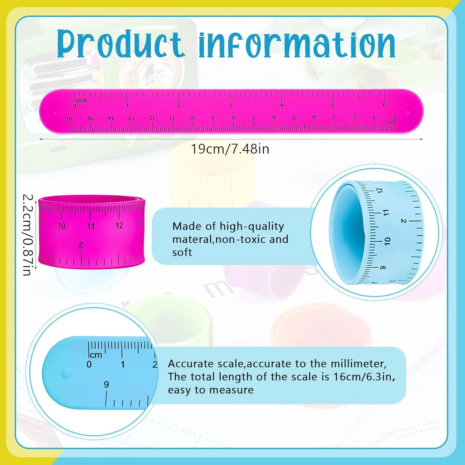 Ruler Slap Bracelets Operation Christmas Items Silicone for Kids Classroom Party Favor School Prize