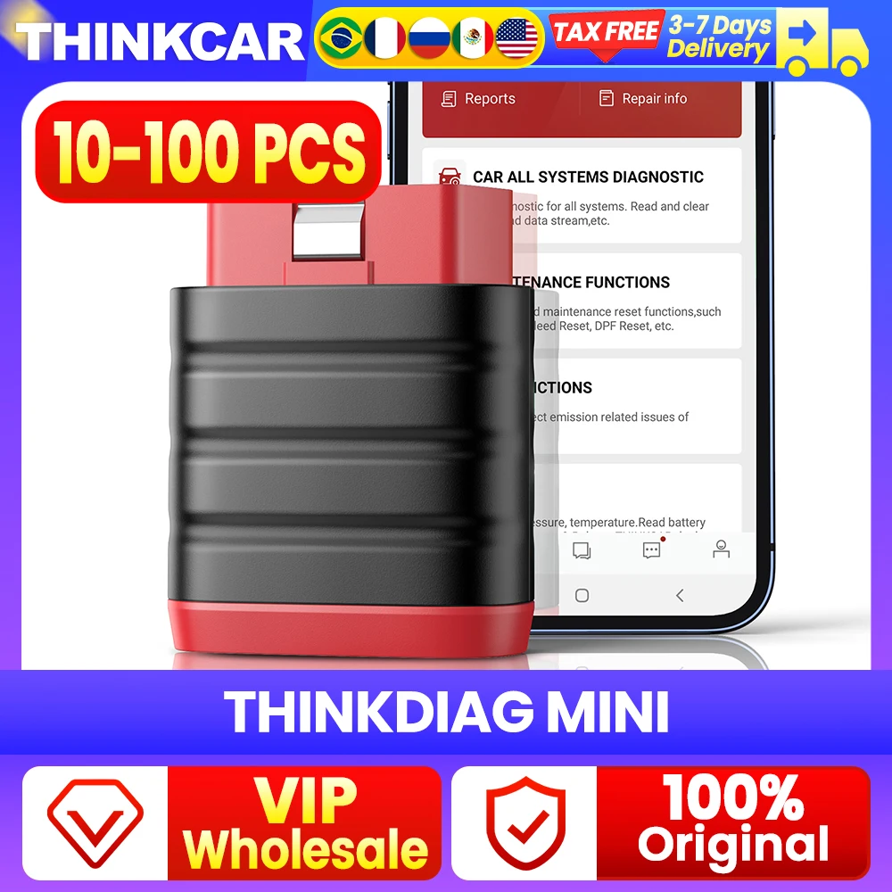 VIP Wholesale 10-100 PCS THINKCAR THINKDIAG MINI OBD2 Bluetooth Scanner Full System Free Diagnostic Tool Code Reader Old Version