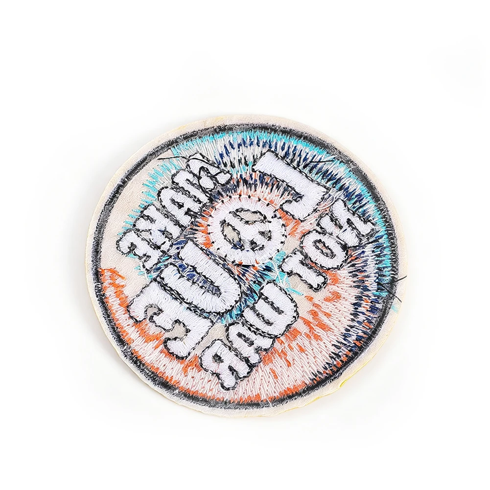 2 Stücke „Make Love Not War“ bestickter Aufnäher zum Aufbügeln, Friedenssymbol, runde Applikation, Abzeichen, DIY-Deko für Kleidung, Jacken, Rucksäcke, Accessoire – Detail 5