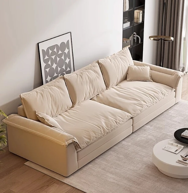 Modern Big Comfy Sectional Couch Durable Technical Fabric with Leather Appearance Stain-Resistant Sofas Living Room