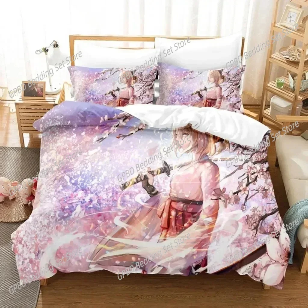 

Anime Fate EXTRA Saber Nero Bedding Set Bedroom Soft Modern Bedspreads Comefortable Kids Duvet Cover Quilt Cover And Pillowcase