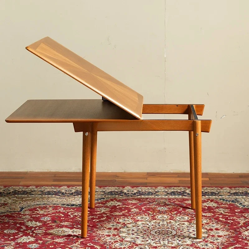 Mesa de jantar de madeira maciça retro teca retangular combinação de mesa de jantar e cadeira