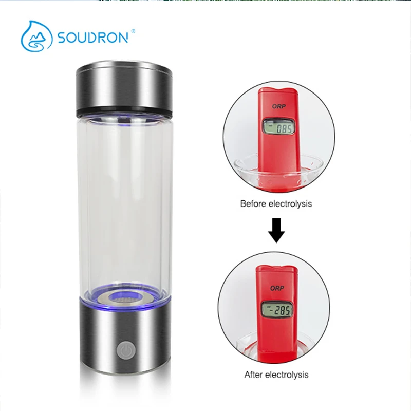 SOUDRON Hydrogens Alkaline Hydrogens Water Bottle Ionizer Hydrogens Water Generator With Glass Bottle