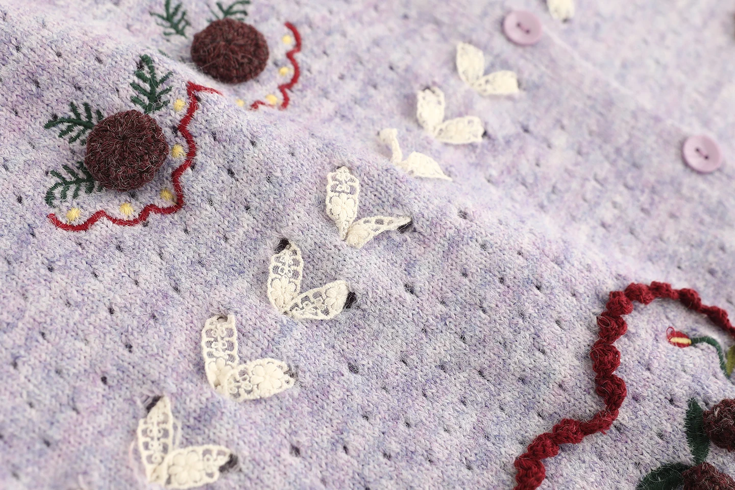 Japonais doux Mori fille 3D coeur cerise Appliques broderie tricoté pull Cardigan femmes automne col rond à manches longues vêtements d'extérieur