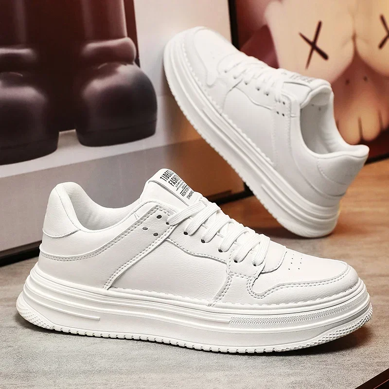 Leder Herren Freizeit schuhe leichte Herren Laufschuhe Plattform weiße Turnschuhe Outdoor atmungsaktive Sportschuhe Tennis schuhe