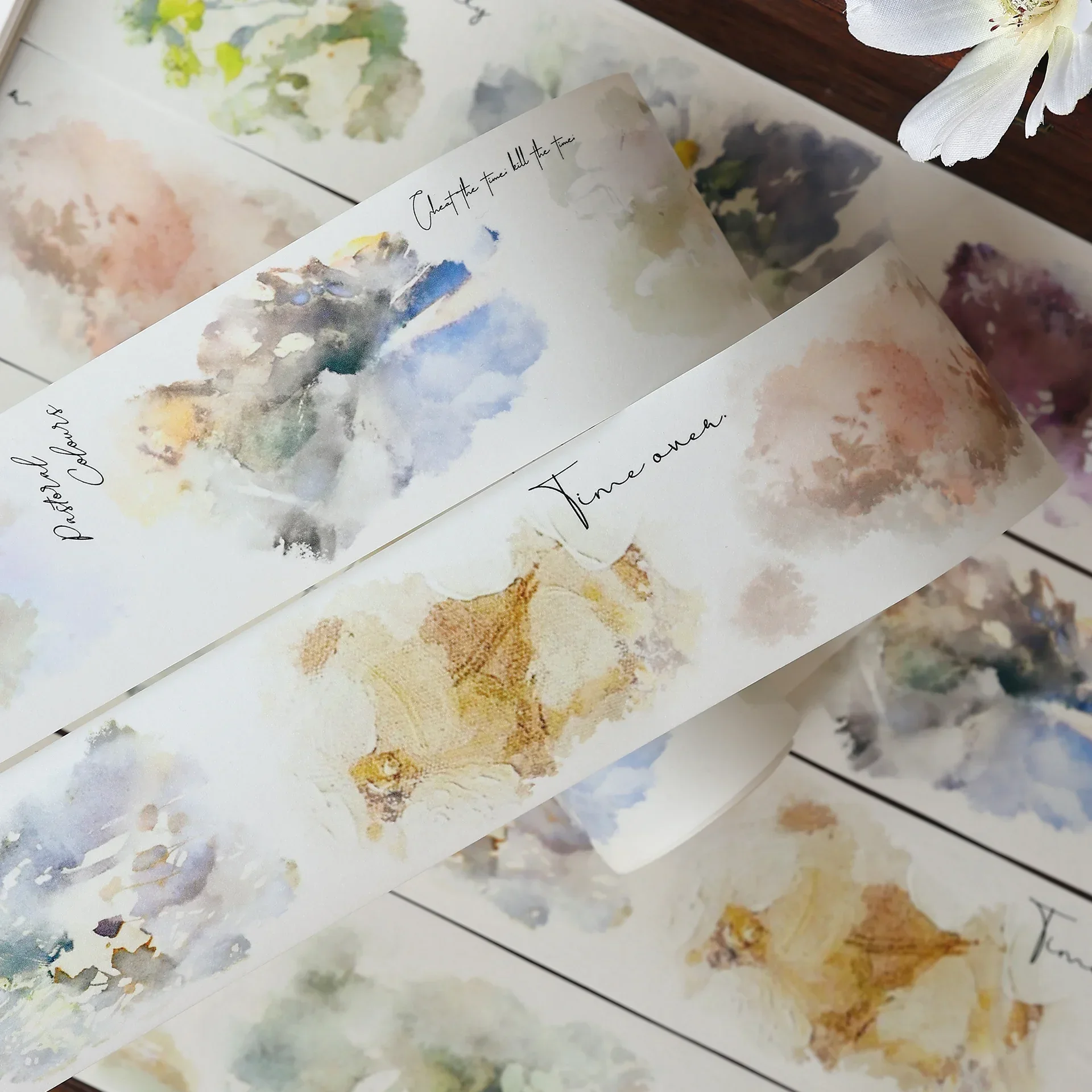 Color Imprint Light Retro Smudge Base Washi PET Journalbook Sticker Card Tape