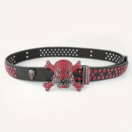 Rhinestone Skull Buckle Waist Belts Plus size 135CM Women Bling Sequined Rivet Jeans Belts European Punk PU Ceinture Pour Femme