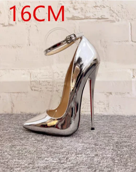 NONE FHC 2024 Neues Design 16 cm Spiegel-Vamp-High-Heels, Damen-Pumps, sexy Bühnenshow-Schuhe, spitze Zehen, Slip-On, Silber, Direktversand 3