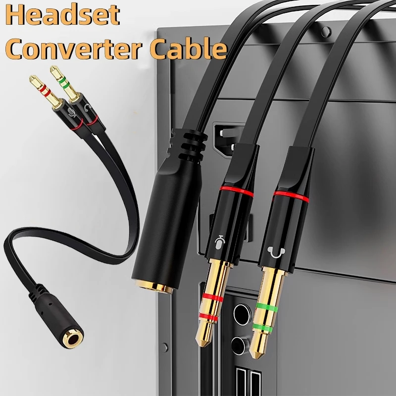 

20cm Stereo Y Splitter Cable 3.5mm TRRS Jack Female to 2 Male Mic Headphone Audio Adapter for Desktop Laptop Headset Converter