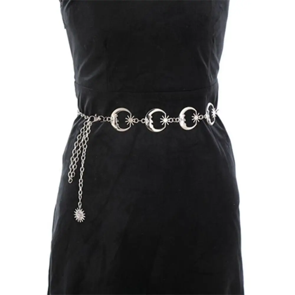 Neue Mehrschichtige Metall-Ketten-Gürtel für Punk-Kleider und Jeans, Gold-Silber Taillenkette als Kleideraccessoire – Detail 10