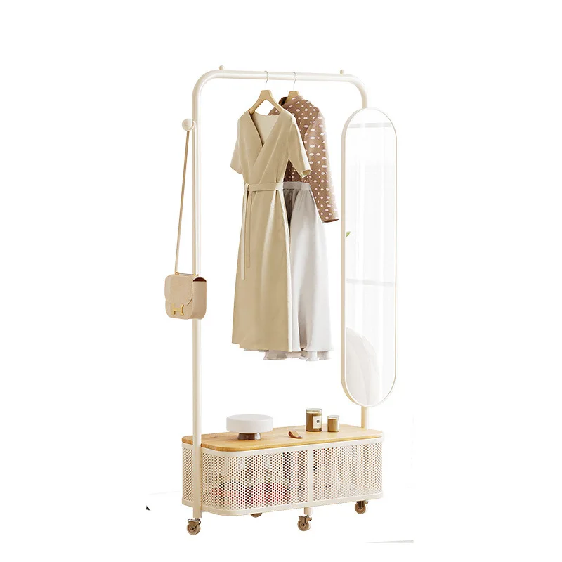 

Rotatable hat rack integrated floor-to-ceiling bedroom laundry basket to store the whole body