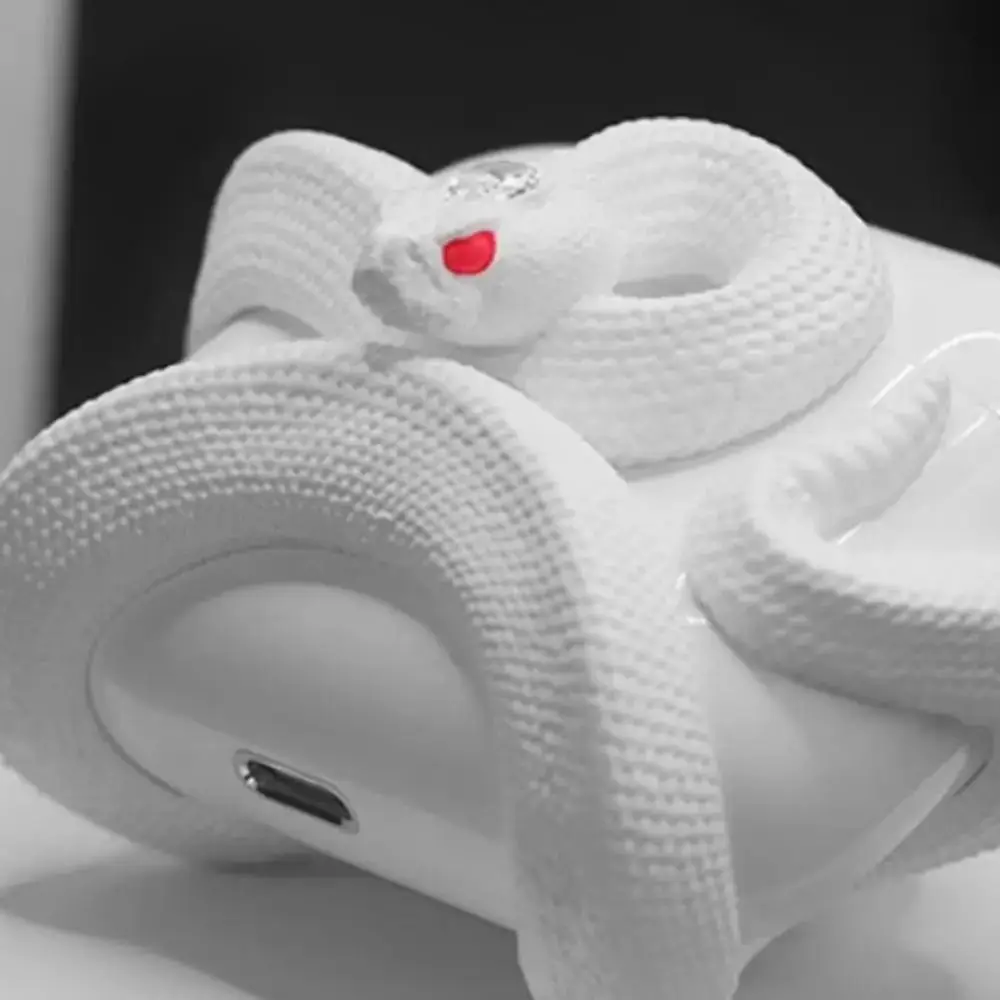 와인딩 스네이크 수지 이어폰 보호 케이스 AirPods Pro/Pro 1 2 3 4 용 3D 스네이크 장식 이어폰 커버
