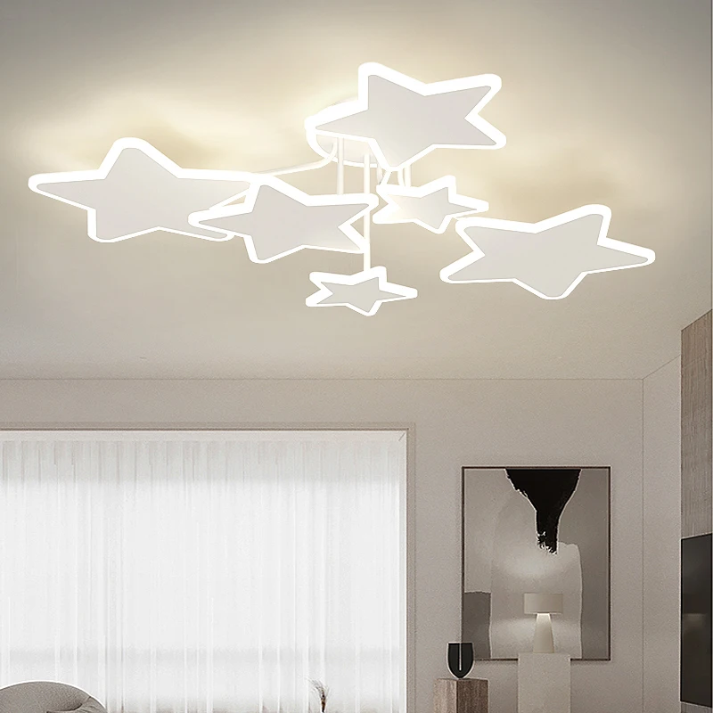 LED Children's Room Ceiling Light Star Shape Personality Creative Bedroom Living Room Study Dining Room Kitchen Decor Indoor