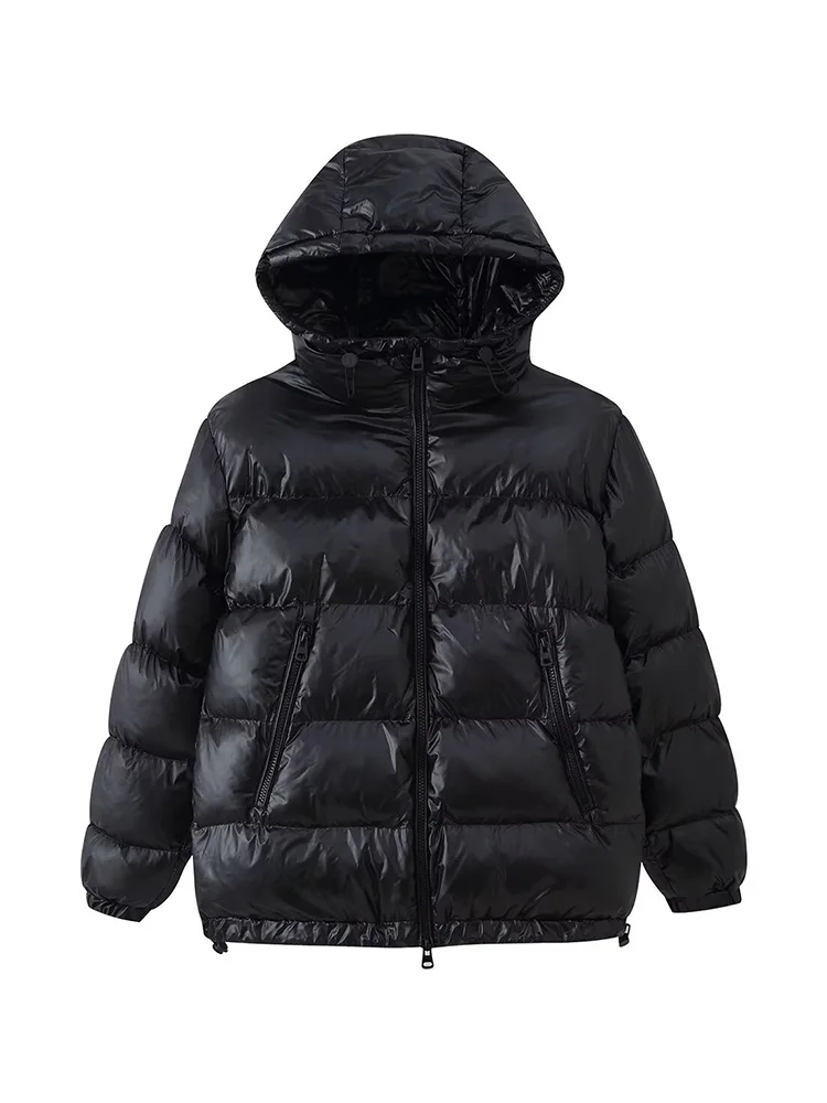 HH femme mode manches longues poches solides fermeture éclair veste à capuche hiver femme décontracté cordon pain coton rembourré veste