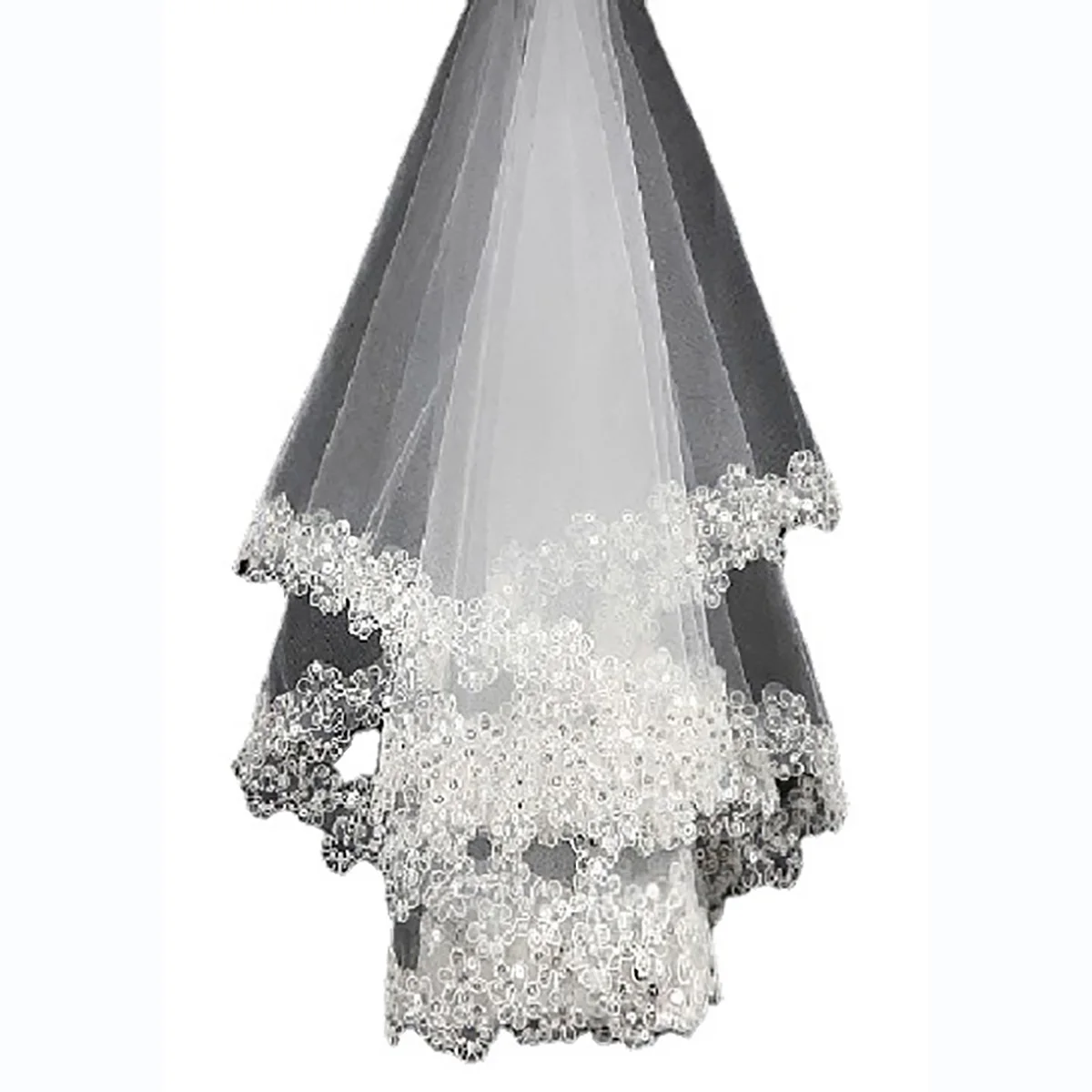 Tulle Bridal Wedding Veils One Tier Sequins Edge Bride Veils Wedding Accessories 2025  Short Wedding Headpieces