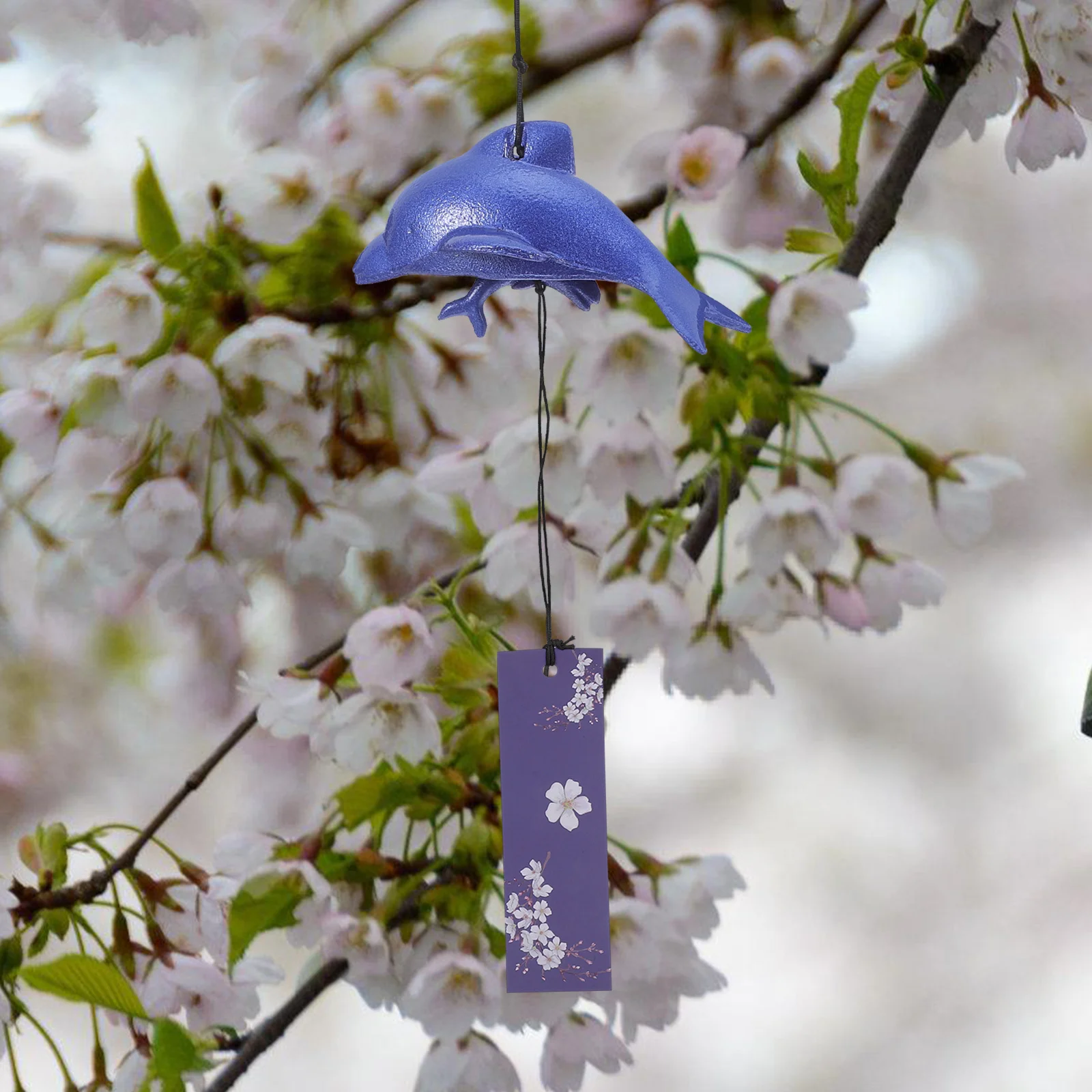 

Dolphin Japanese Cast Iron Wind Chime Outdoor Vintage Hanging Bell Clear Sound Balcony Patio Garden Home Decor
