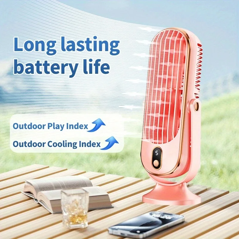New Upgraded Large Battery Dual Motor Portable Fashion Desk Fan, Office, Travel, Camping, Outdoor RV Portable USB Fan