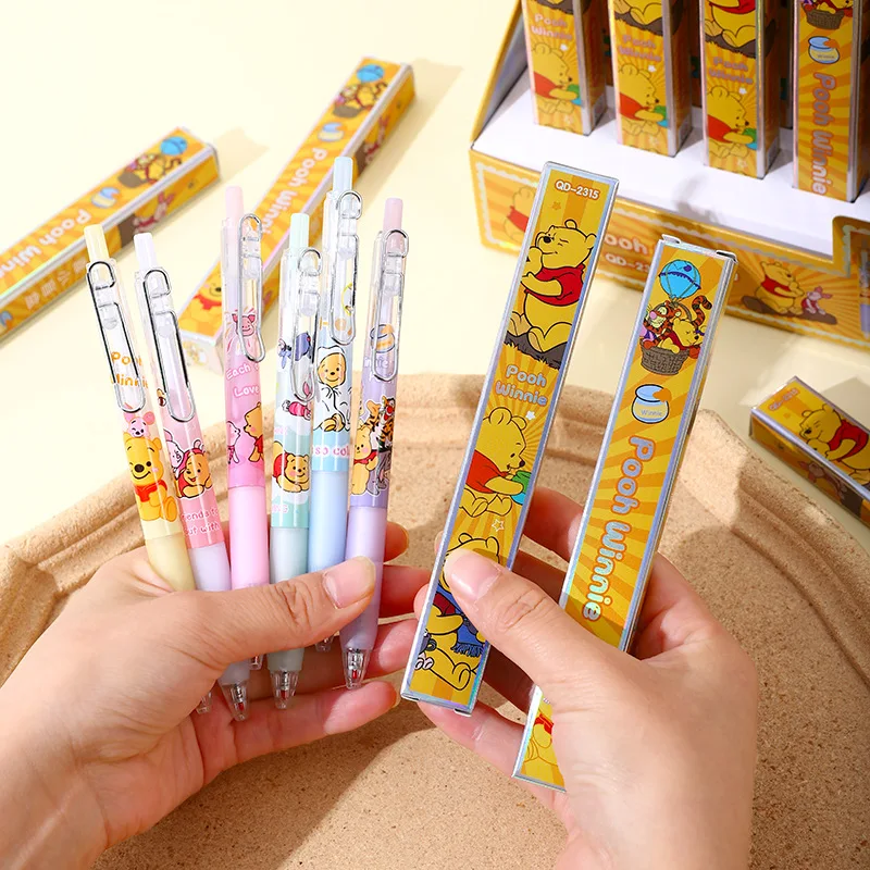 Imagem -04 - Disney Pooh Urso Imprensa Gel Canetas Ferramenta de Aprendizagem do Aluno 0.5 Black School Office Supply Presente Atacado Papelaria Kawaii 18 Pcs 36 Pcs