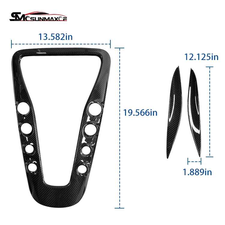 Sunmax حقيقية 3K قبل preg ألياف الكربون الداخلية مركز وحدة التحكم والعتاد التحول لوحة الكسوة لمرسيدس بنز AMG GT GTS GTR 2016-2018