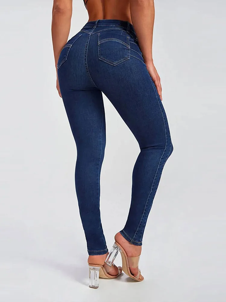 

Leggings Jean Long Pants Women Blue Pencil Denim Trousers Woman Tight Fitting Pockets Ladies Jeans 2026 Hip Package Trouser