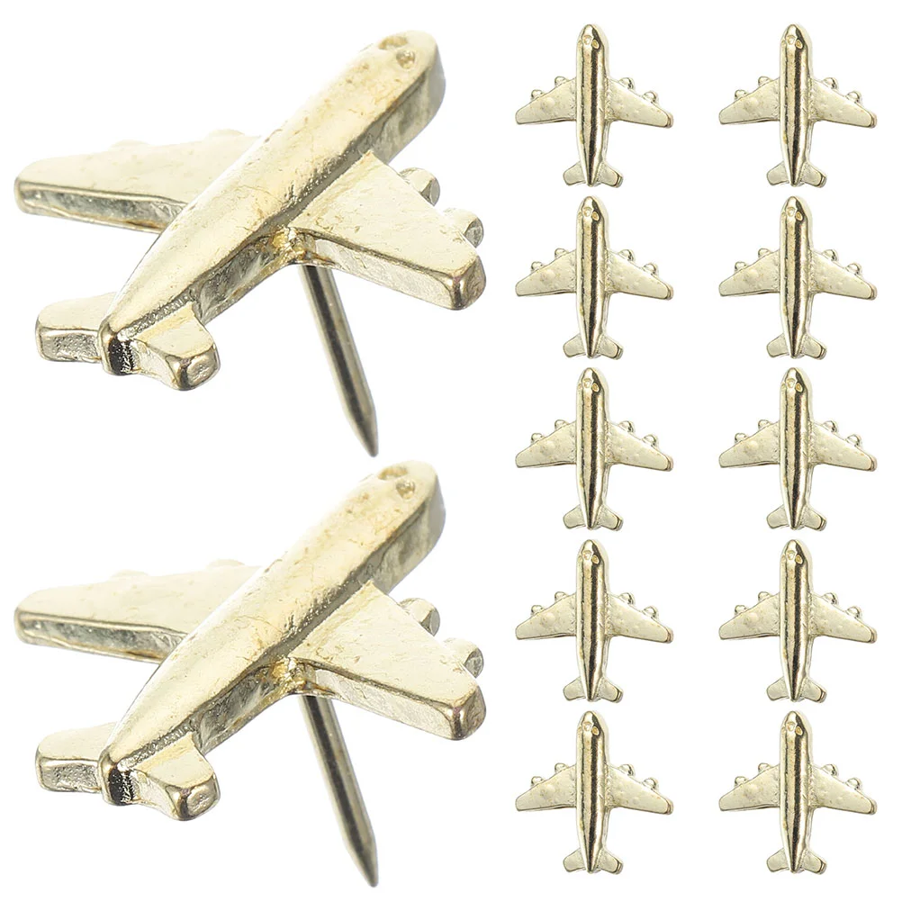 24 Pcs Thumbtack Airplane Pushpins Bulletin Board Tacks Steel Needle Metal Thumbtacks