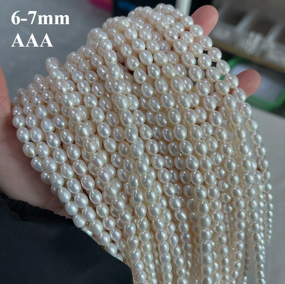 

6-7mm AAA Natural Freshwater White Pearl Rice Shape Bead Christmas Gift for Women Jewelry Make DIY Necklace Bracelet Accessories