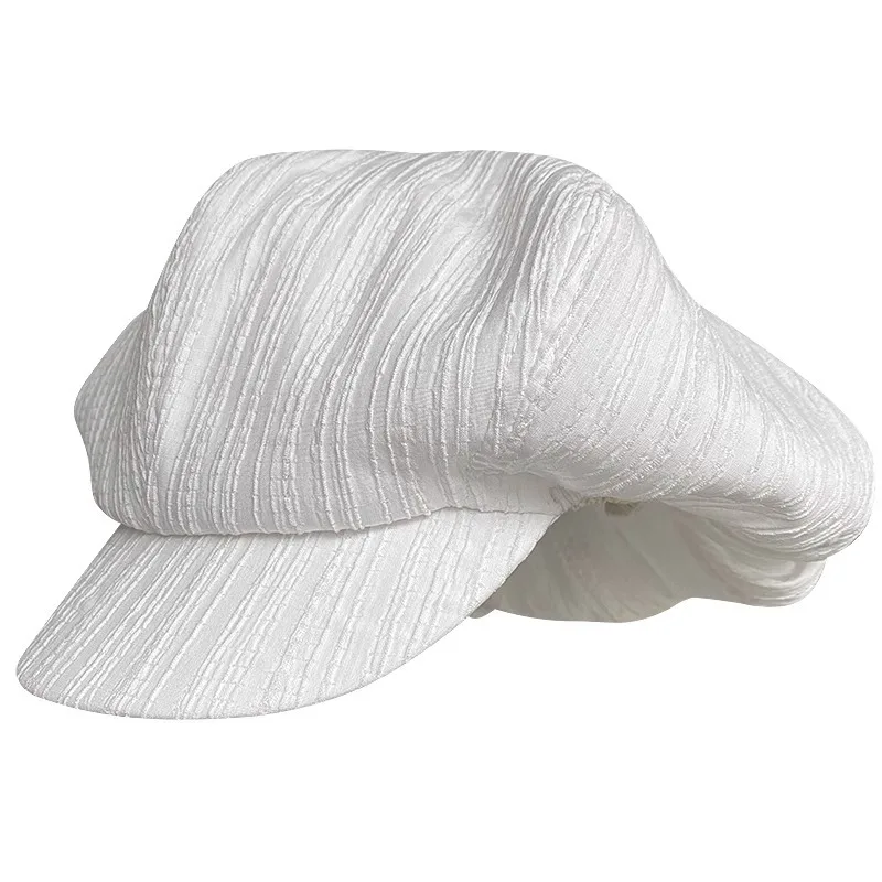 Summer Breathable Cloud Hat For Women Oversized Beret Black Lightweight Pleated Breathable Jellyfish Hat Octagonal Painter Cap