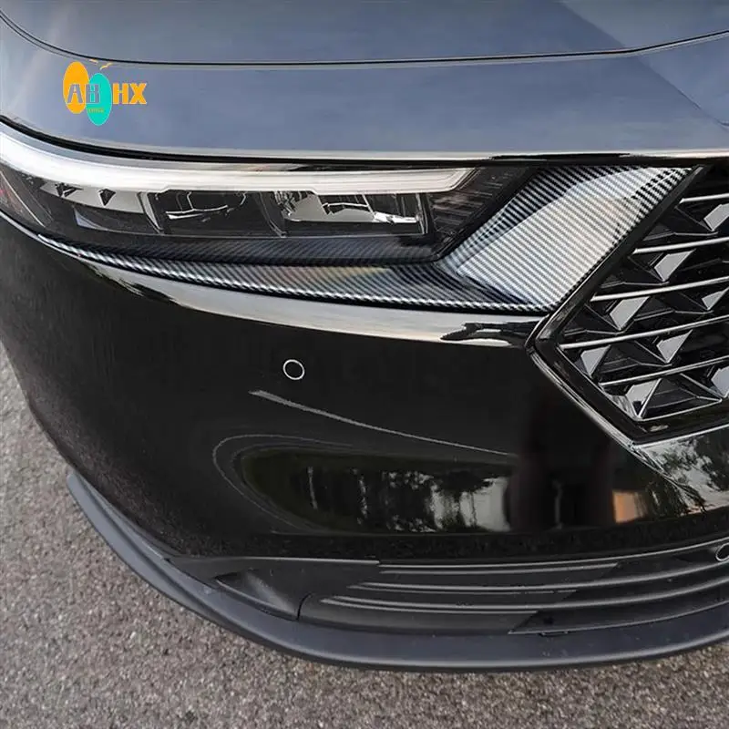 

ABHX-For Honda Accord 2023 2024 11Th Car Headlight Head Light Lamp Eyebrow Cover Moulding Trim Accessorie (ABS Carbon Fiber)