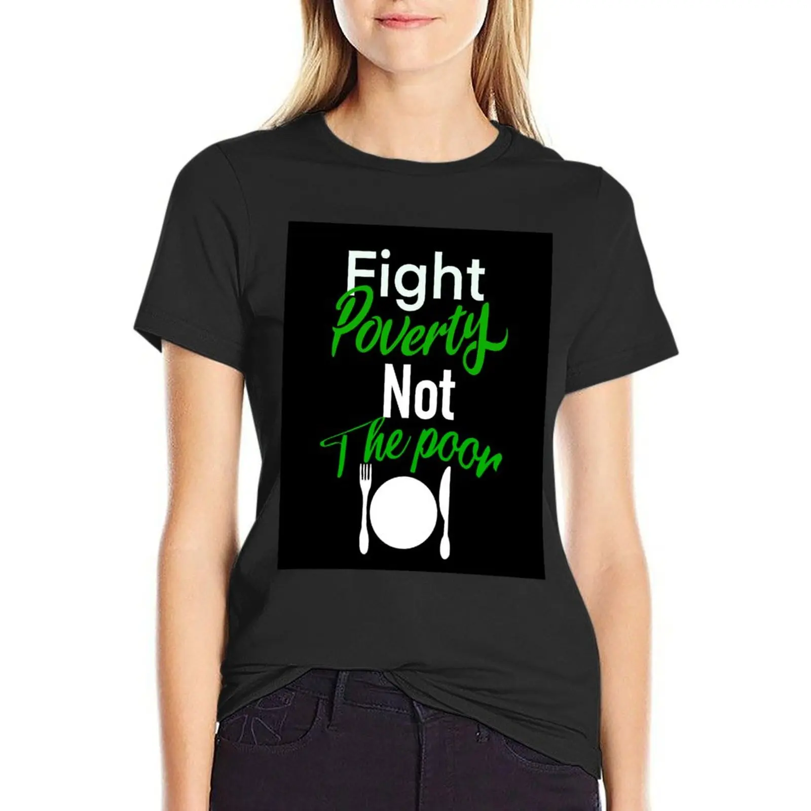 Fight poverty T-Shirt animal print shirt for girls funny Blouse oversized t-shirt dress for Women plus size sexy