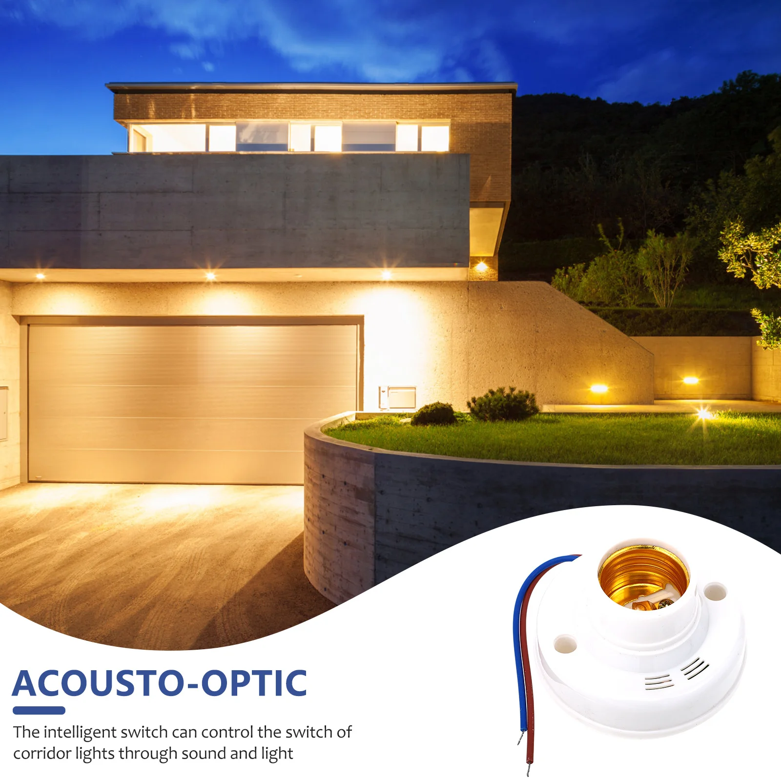 

2Pcs Smart Sound Light Control E27 Lamp Base Sturdy High Sensitivity Auto on Off Energy Saving 45S Lighting Night Use