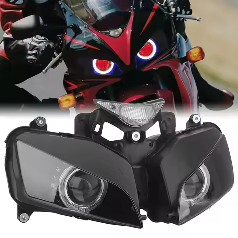 Motorcycle Headlight Front Head Lamp Custom Angel Devil Eyes LED Lights Projector Headlight Assembly For Honda CBR1000RR 2004-07