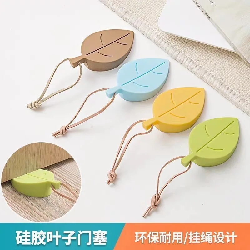 8pcs-mixed-color-creative-silicone-leaf-door-stopper-3d-anti‑pinch-hand-hanging-door-stop-wedge-for-anti‑closing-safety-use