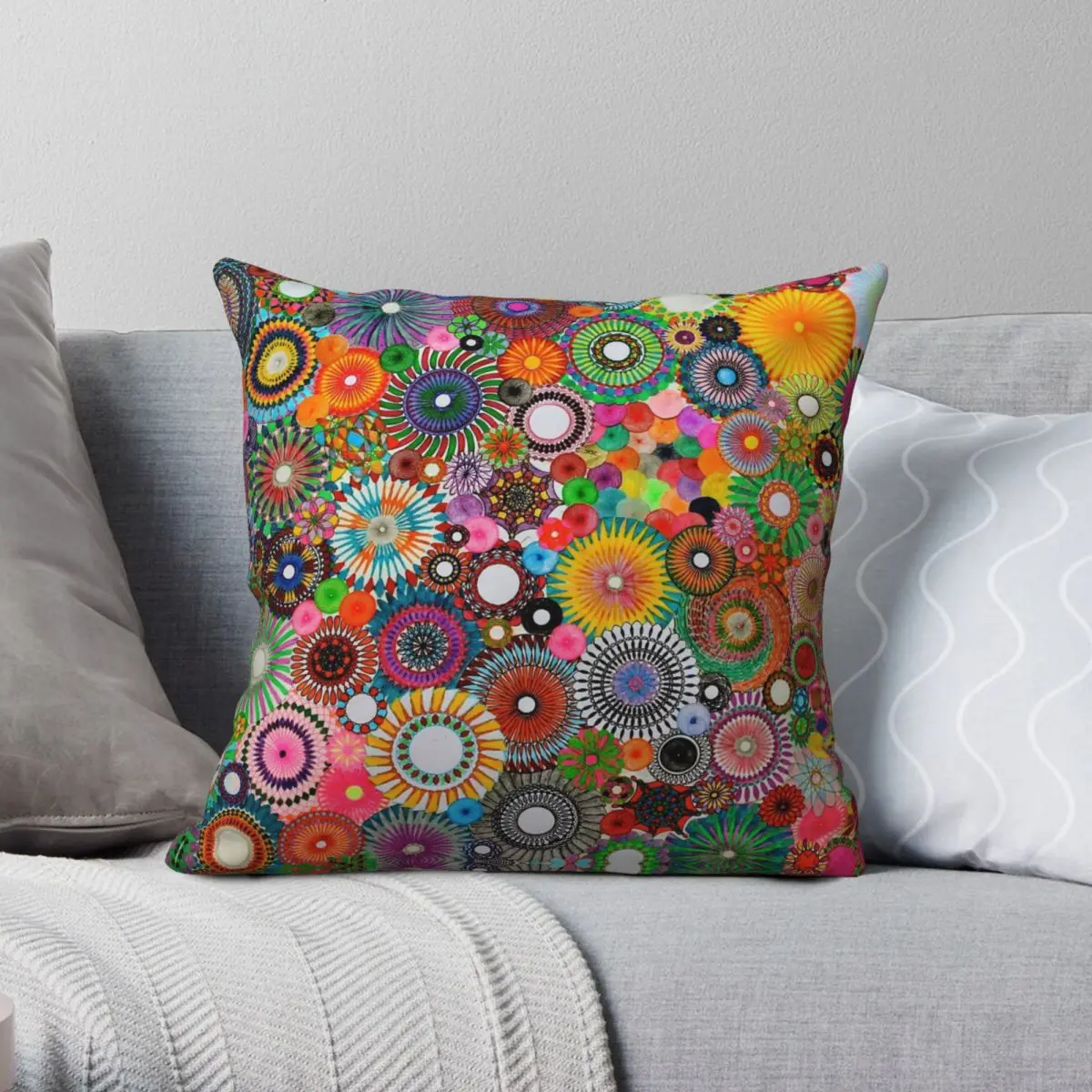 Vibrant Spiral Scape Square Pillowcase Polyester Linen Velvet Pattern Zip Decorative Throw Pillow Case Home Cushion Cover